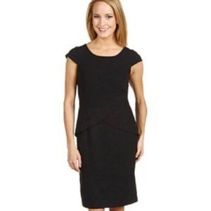 Calvin Klein Dress Black Sheath Peplum/Flutter Waist LIKE NEW